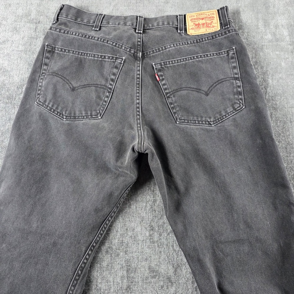 Vtg Y2K Levis 505 Jeans Mens 38x32 Black Regular Straight Grunge Skater Faded - Picture 11 of 12